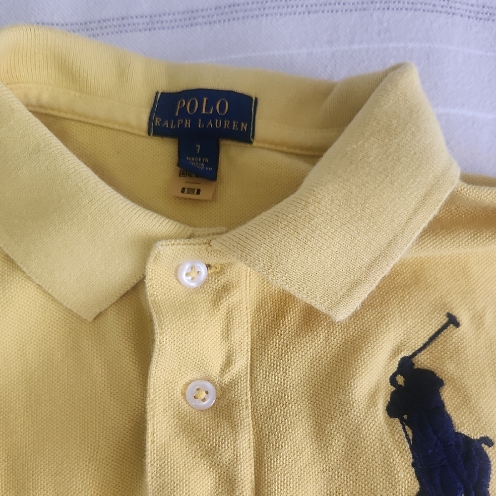 Polo by Ralph Lauren Yellow and Blue Polos Casual Shirts - Picture 2 of 8